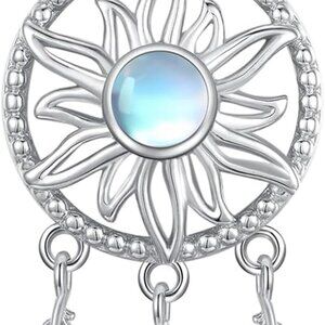 925 Sterling Silver Heart Necklace I Love You to The Moon and Back Pendant Sun S